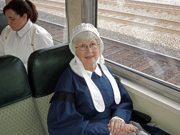 Jean, in period dress, enjoys the trip she took many times when she was in college